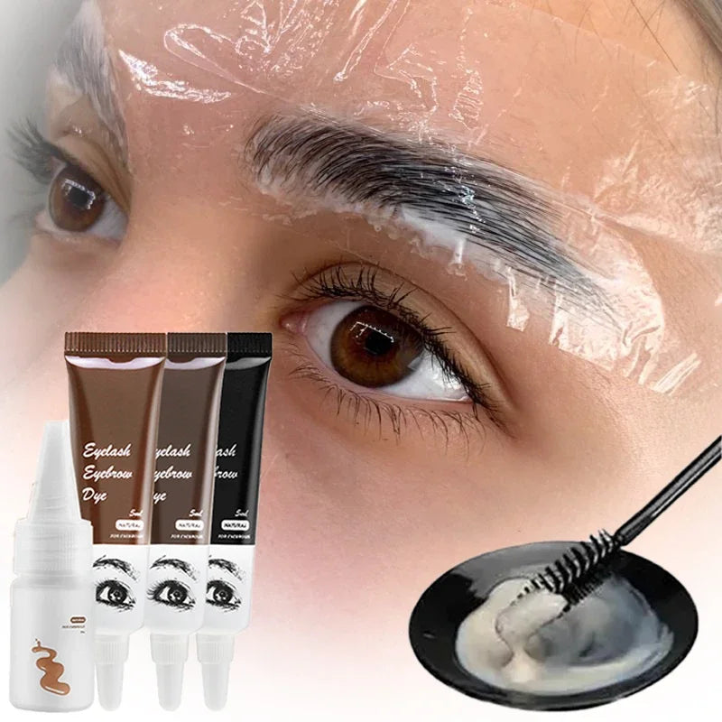 15-Minute Fast Henna Eyelash Eyebrow Dye Tint Professional Easy Dye Gel Eyelash Brown Black Color Tint Cream Kit Eyebrows Suit