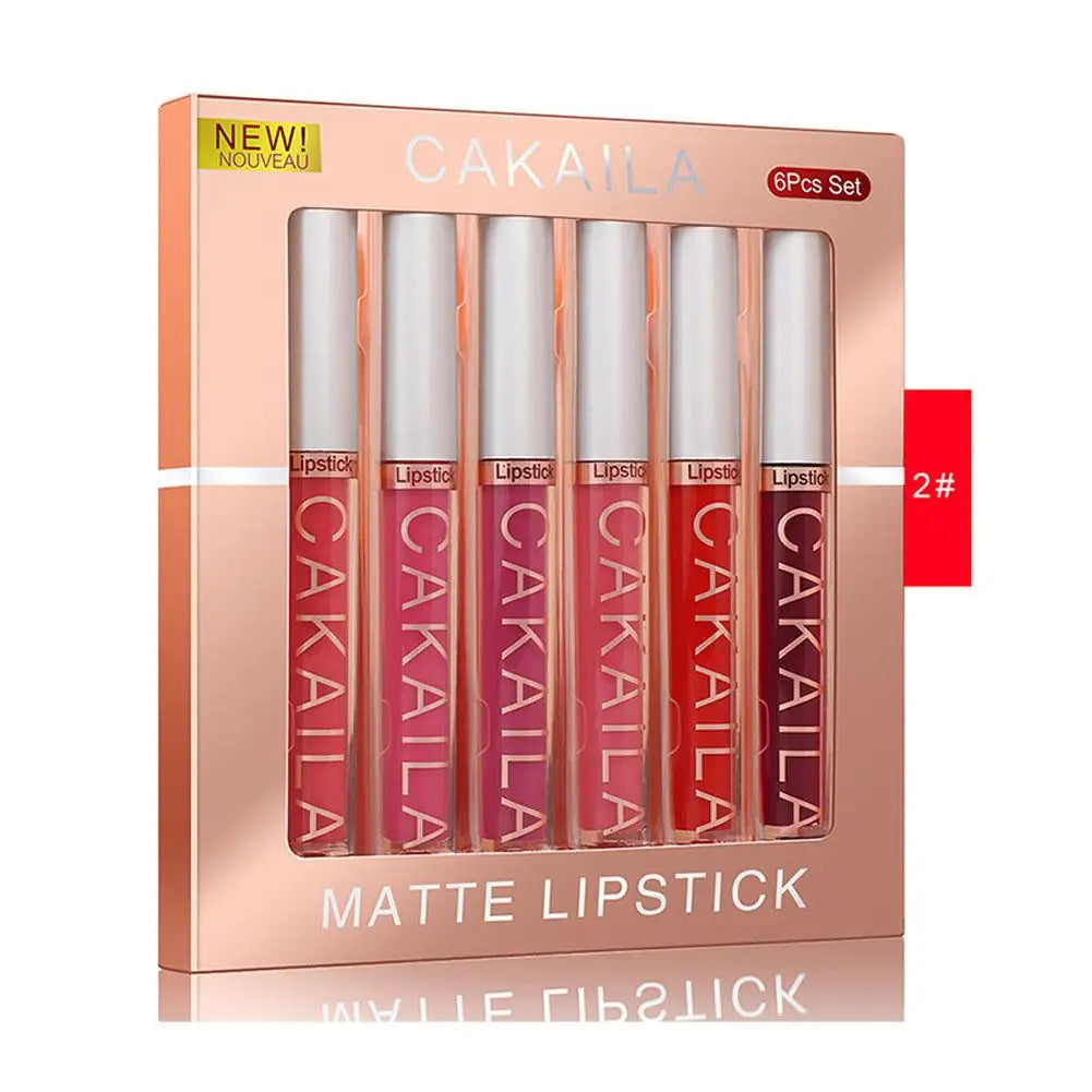 6Pcs Makeup Lipstick Set Liquid Velvet Matte Gloss Lip Sexy Red Lipstick Nude Women Long Lasting Waterproof Moisturizer Lips