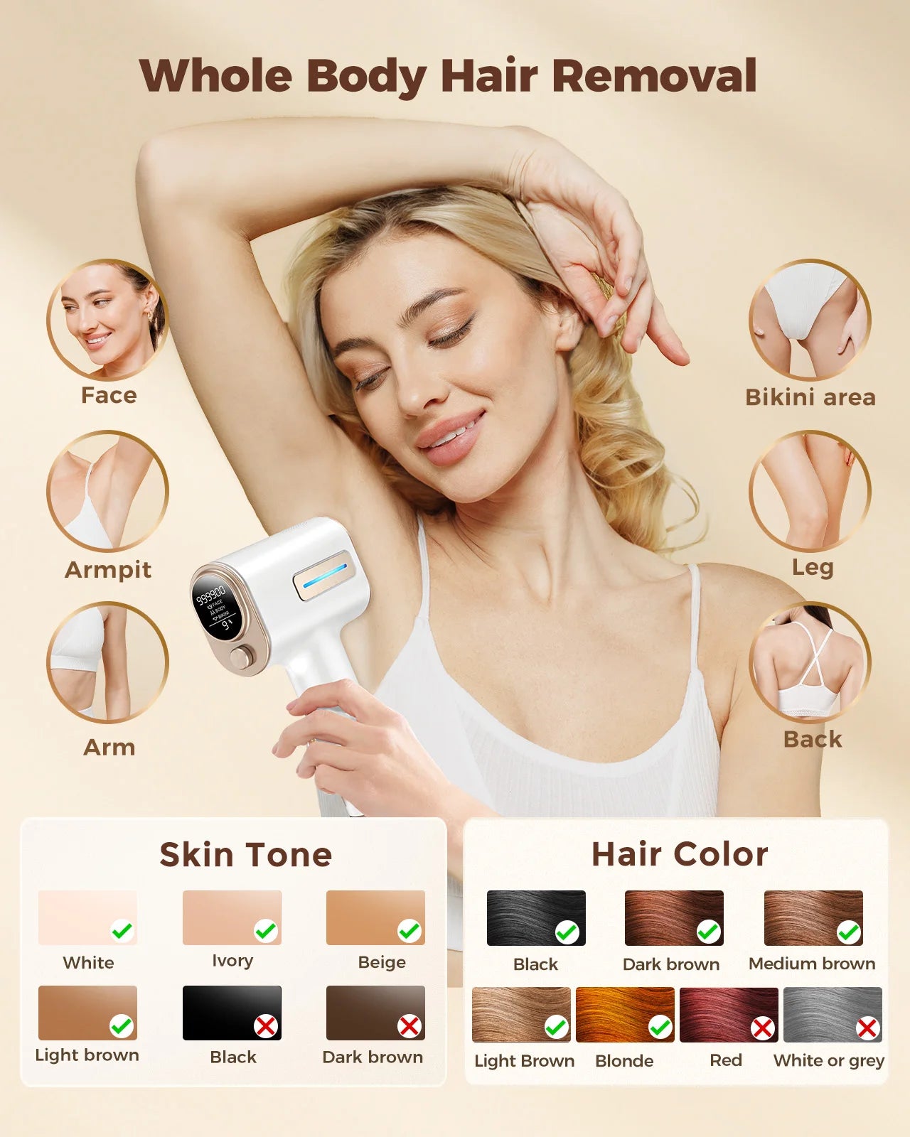 IPL Hair Removal Laser Device 9 Levels 999900 Flashes Quick Pulsed Light Permanent Painless Epilator Whole Body Treament At Home