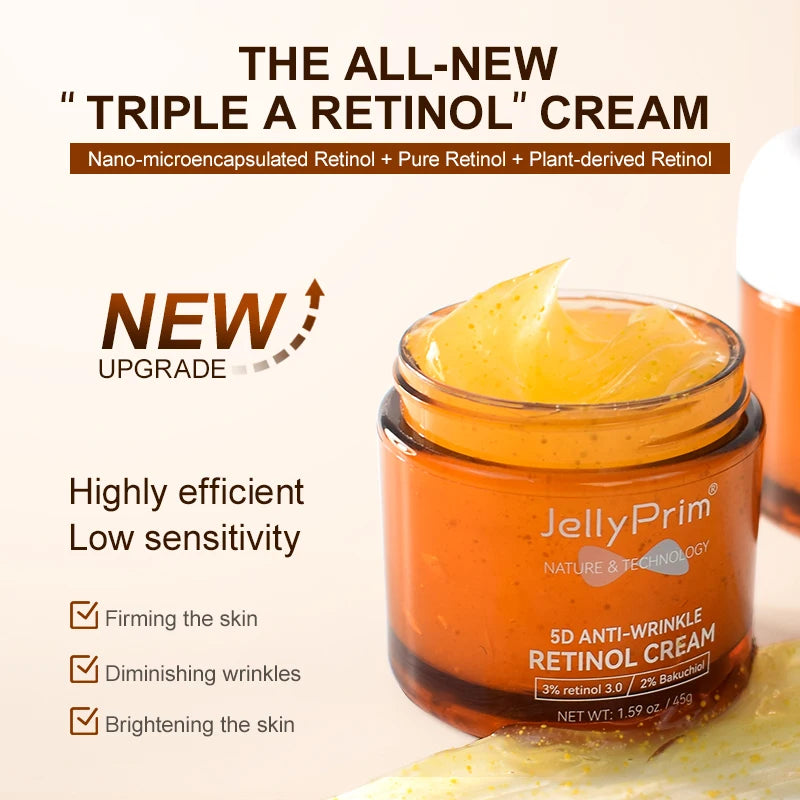 Крем для лица Jellyprim Retinol для лица против пятен на лице, против старения, против морщин, для укрепления, лифтинга, отбеливания, увлажнения, ухода за кожей, устранения пигментации