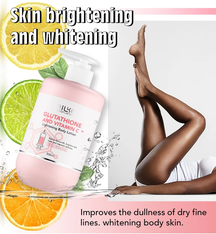 AILKE Vitamin C & Glutathione Brightening Body Lotion, Even Skin Tone, Lightening, Neck, Elbows, Armpits, Legs, Glowing Cream