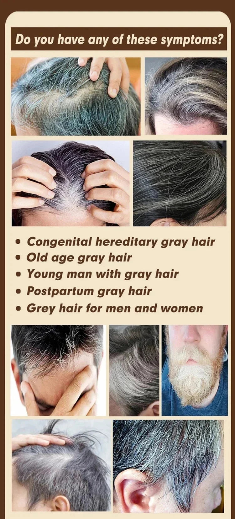 Gray White Hair Treatment Serum Cover White Hair To Black Natural Color Repair Spray Anti Loss Hair Restore Healthy Hair Care