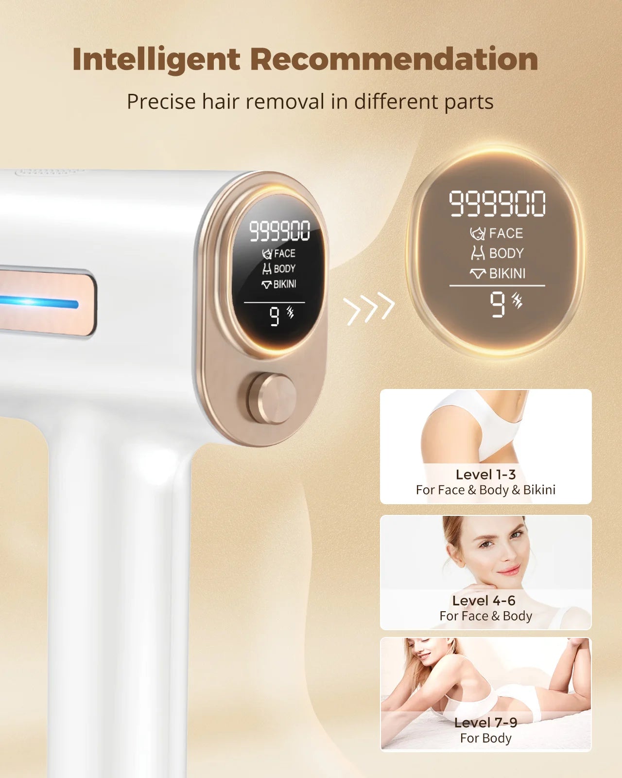 IPL Hair Removal Laser Device 9 Levels 999900 Flashes Quick Pulsed Light Permanent Painless Epilator Whole Body Treament At Home