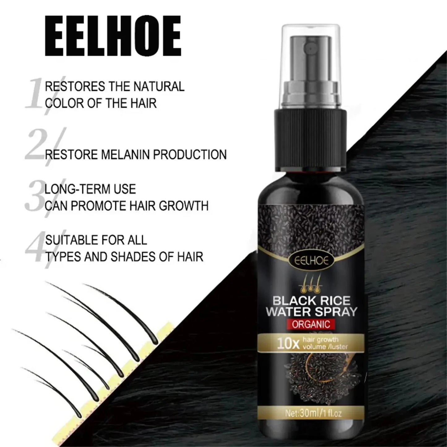 Gray White Hair Treatment Serum Cover White Hair To Black Natural Color Repair Spray Anti Loss Hair Restore Healthy Hair Care