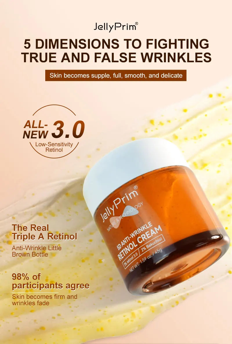 Jellyprim Retinol Face Cream for Facial Spot Anti-Aging Wrinkle Remove Firming Lifting Whitening Moisturizing Skincare Fade Fine