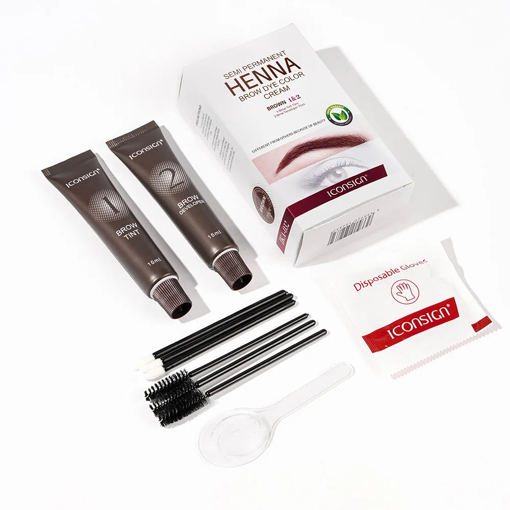 Henna Eyelash Brow Dye Tint Professional Lash Eyebrow Dye Tint 15-Minute Fast Drying Cream Brow Semi Permanent Eyebrows Makeup