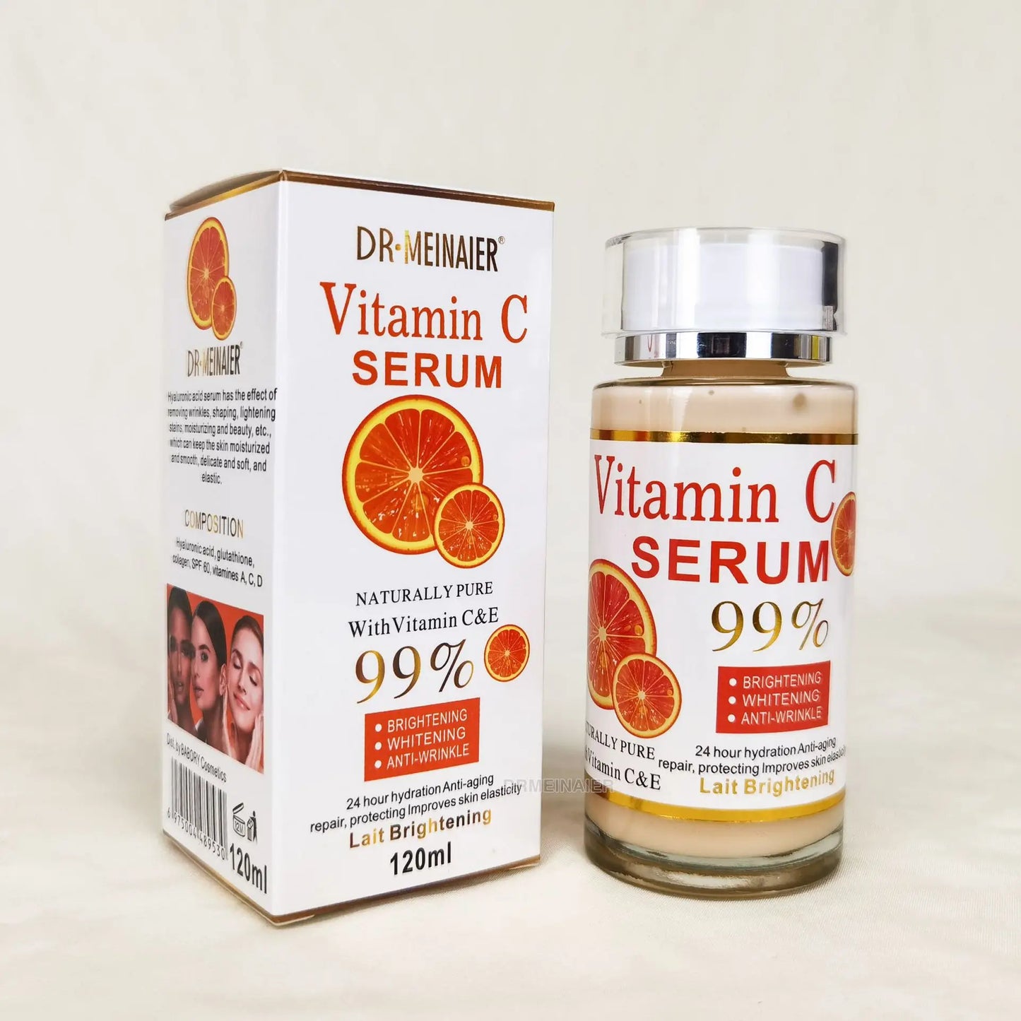 120ml 99% Vitamin C Serum Oil Facial Serum AHA Kojic Acid glutathione Facial skin brightening